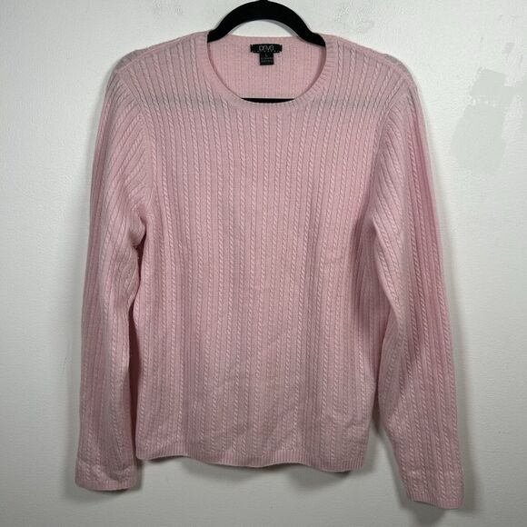 Prive Sweater Cable Knit 100% Cashmere Crewneck Women's Size Large Pink - Picture 1 of 7